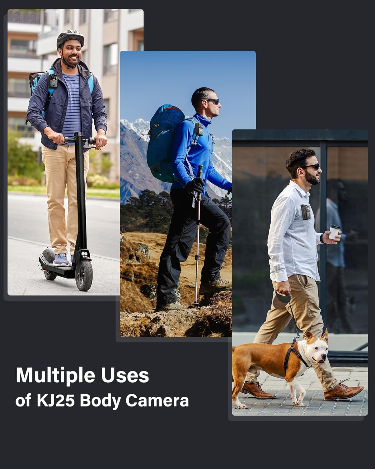 Boblov KJ25 wearable clip mounts for hands-free use during activities.