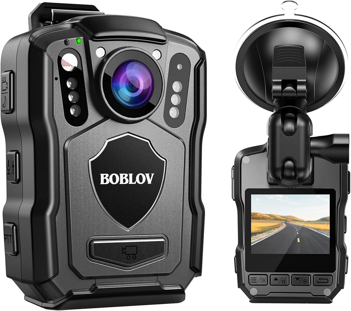 Boblov M5 body camera front view with compact design for on‑the‑go use
