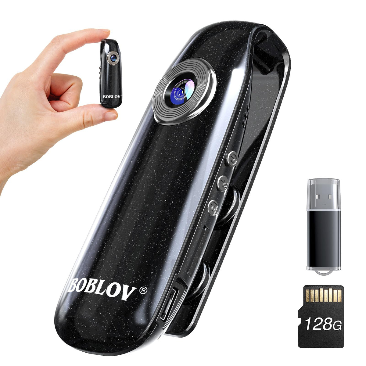 BOBLOV 128GB capacity expands storage for longer footage.