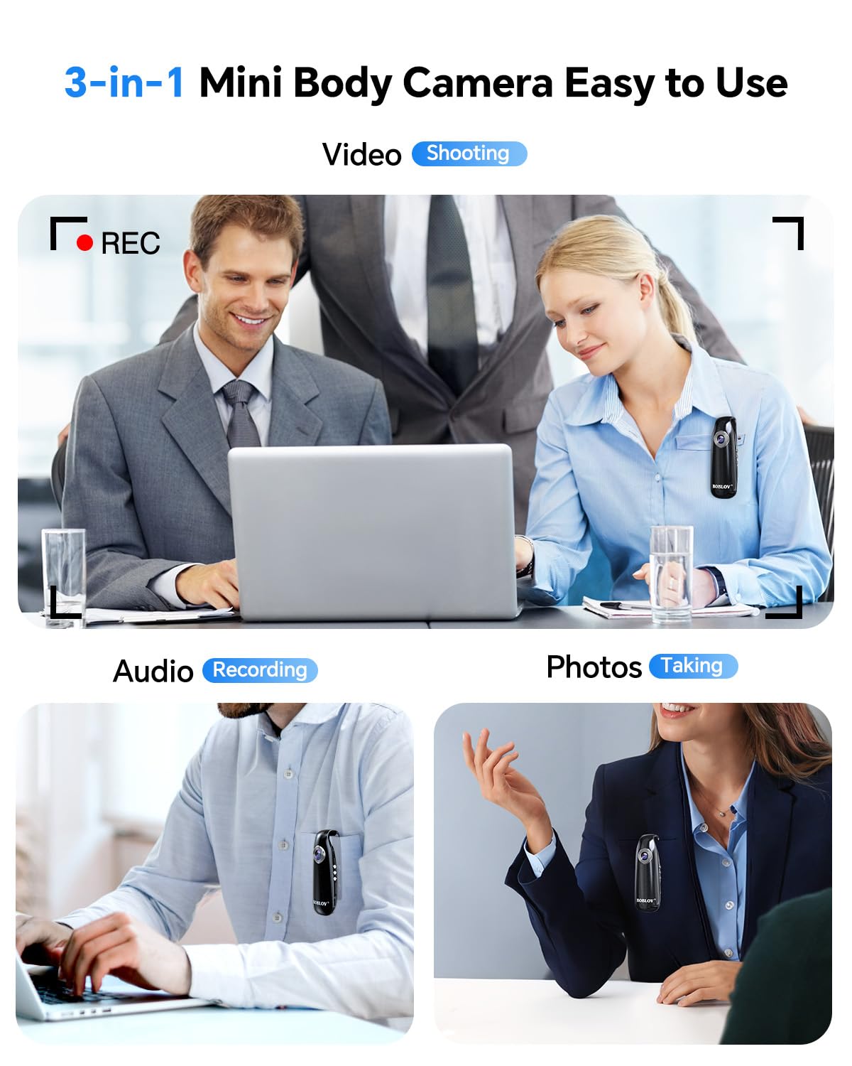 BOBLOV mini camera with one-touch recording for instant clips.