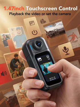 BOBLOV Mini Body Camera smart touch screen for quick control.