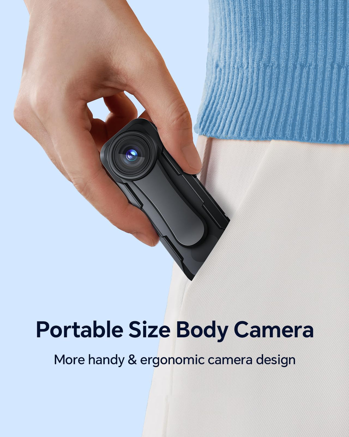 BOBLOV W1 back clip detail illustrating secure attachment for hands-free wear