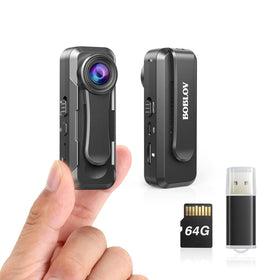 BOBLOV W1 front view showing compact camera and lens, ideal for discreet recording