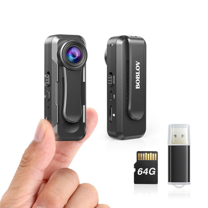 BOBLOV W1 front view showing compact camera and lens, ideal for discreet recording