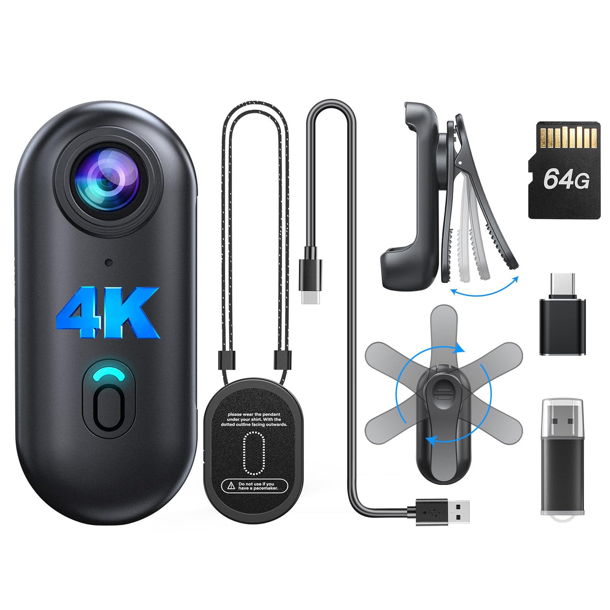 BOBLOV W4 4K mini body camera with back clip for secure wear