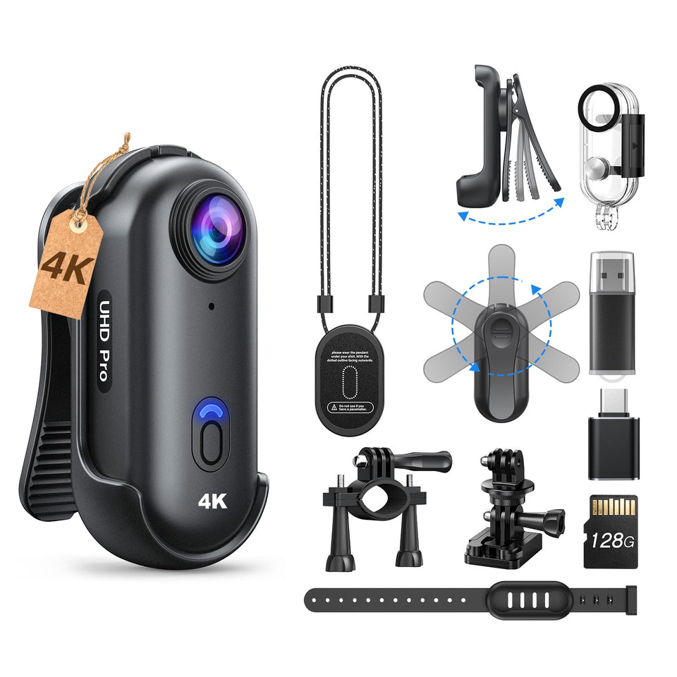 Boblov W4 4K mini body camera front view for discreet daily recording.