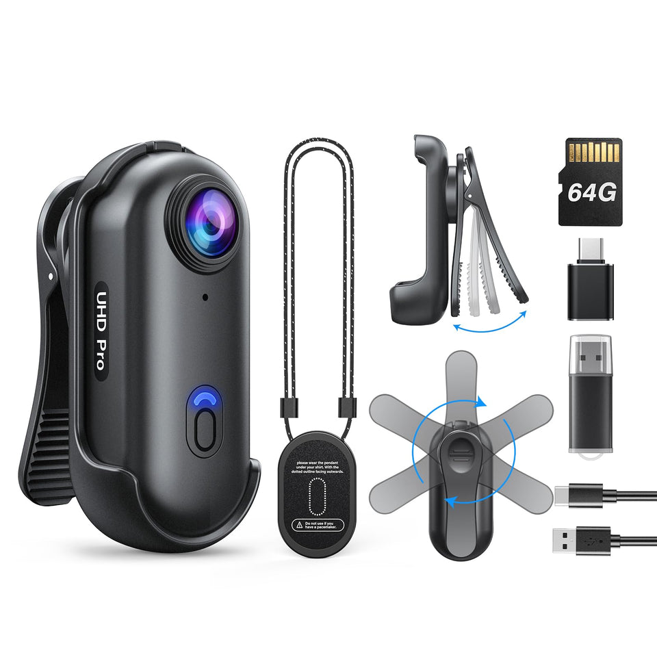 BOBLOV W4 on 360-degree clip for hands-free everyday recording.