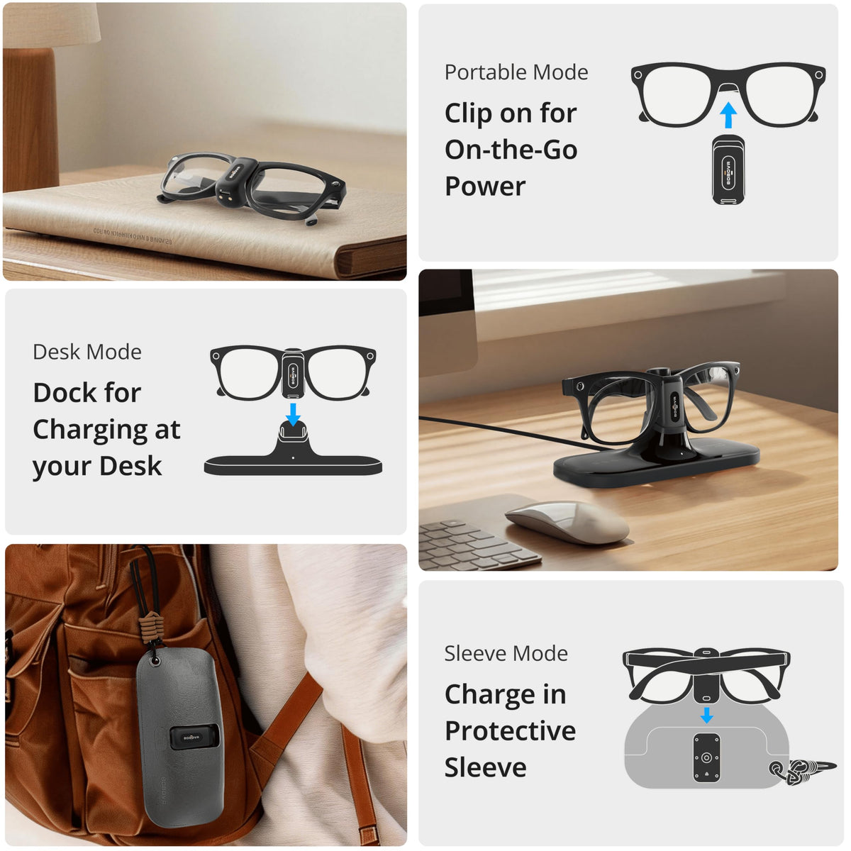 BOBOVR detachable charger clip close-up offering pocketable power