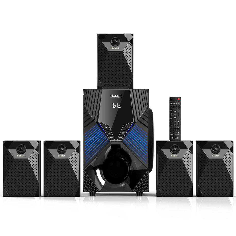 Bobtot 1000W surround system front panel enables quick setup