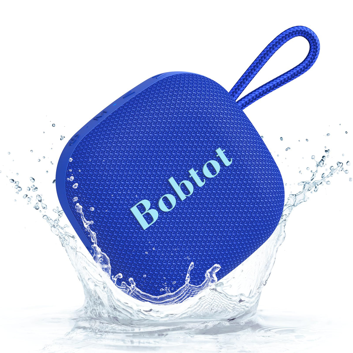 Bobtot portable Bluetooth speaker front view in blue for on-the-go listening