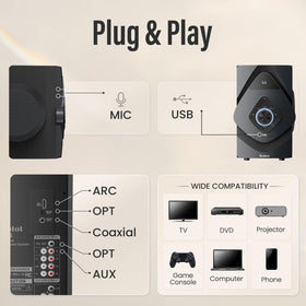 Bobtot back panel connectors show versatile input options.