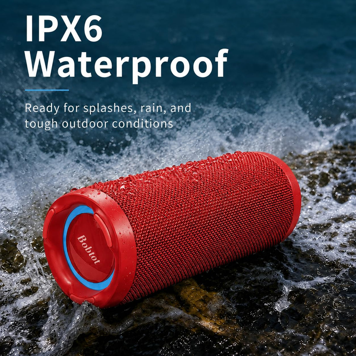 Bobtot red passive radiators emphasize deep bass punch.