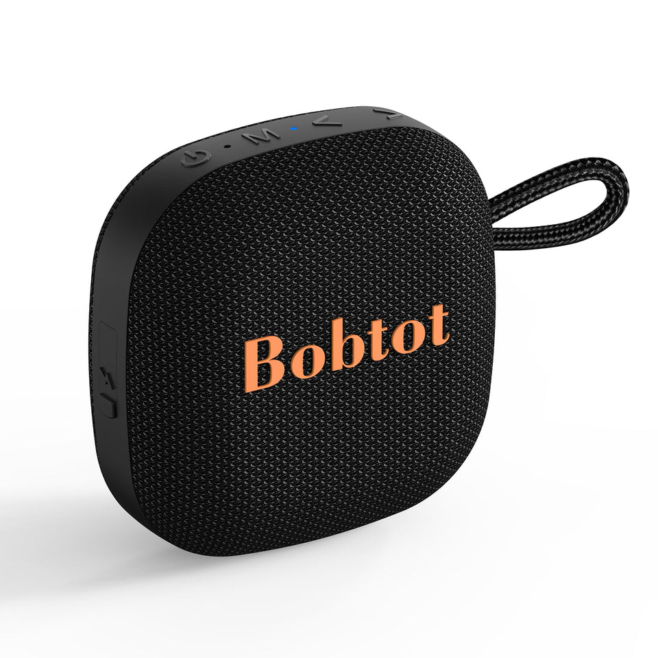 Bobtot portable Bluetooth speaker top view, compact and travel-ready.