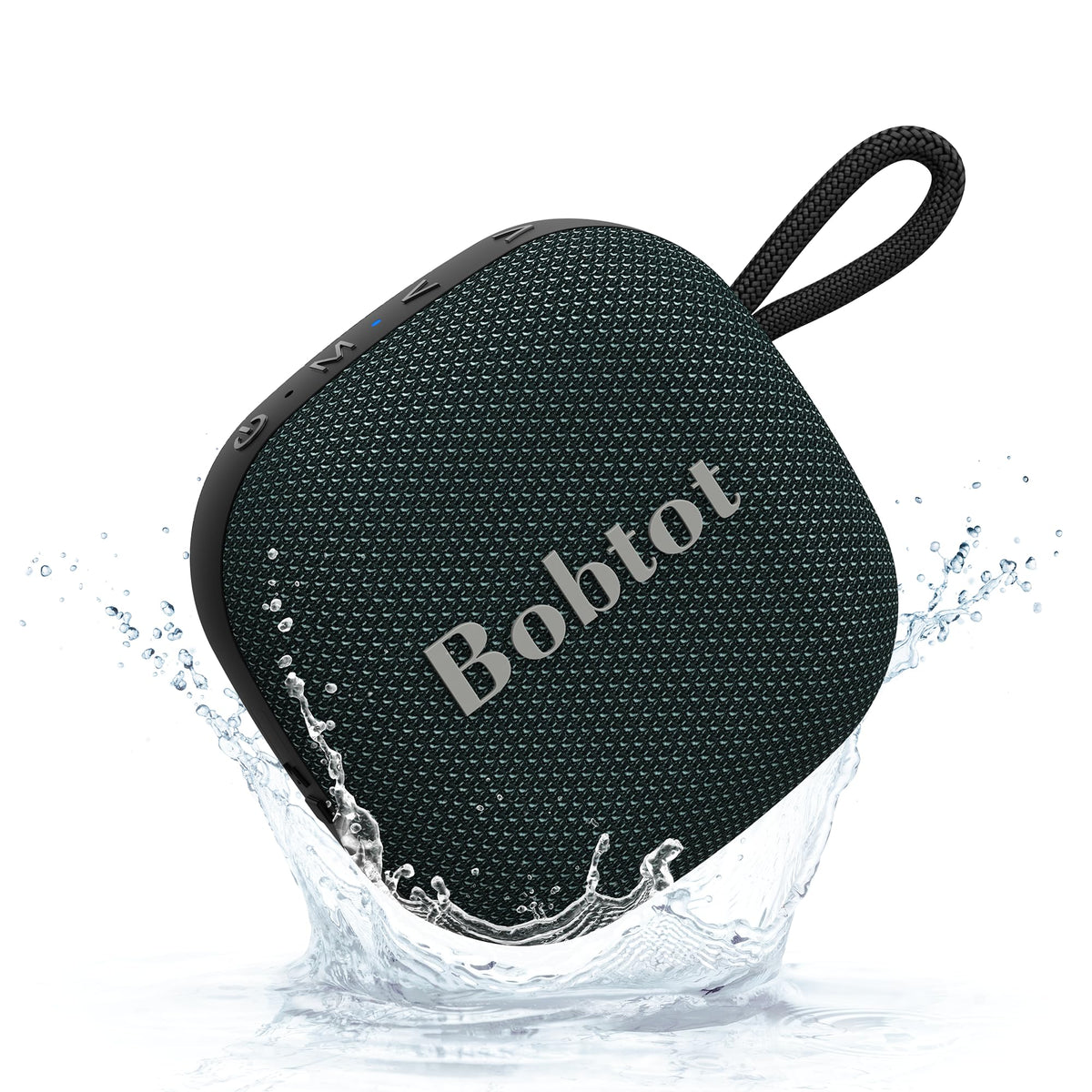 Bobtot portable Bluetooth speaker front view, compact and travel-ready for on-the-go listening.