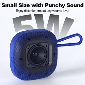 Bobtot blue speaker side view showcases portable form for travel