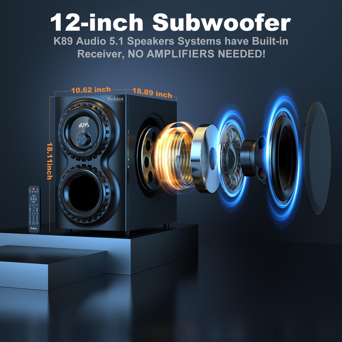 Bobtot front-left satellite speaker for clear dialogue and crisp highs