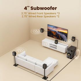 Bobtot surround-rear speakers deliver enveloping sound in small rooms.