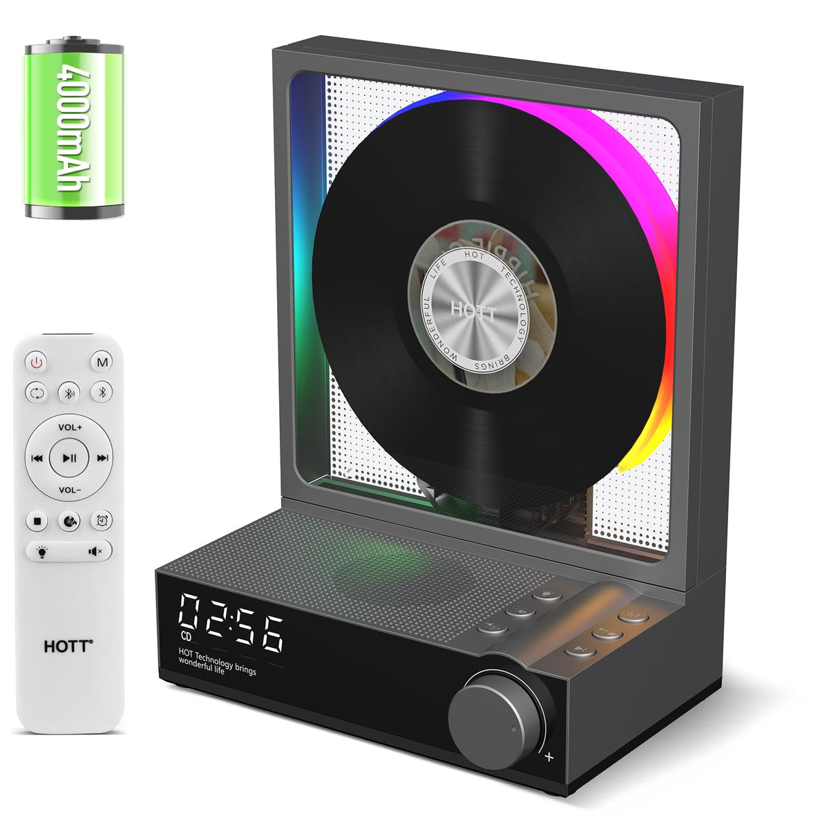 Bodymaster HOTT portable CD player front view for desk listening