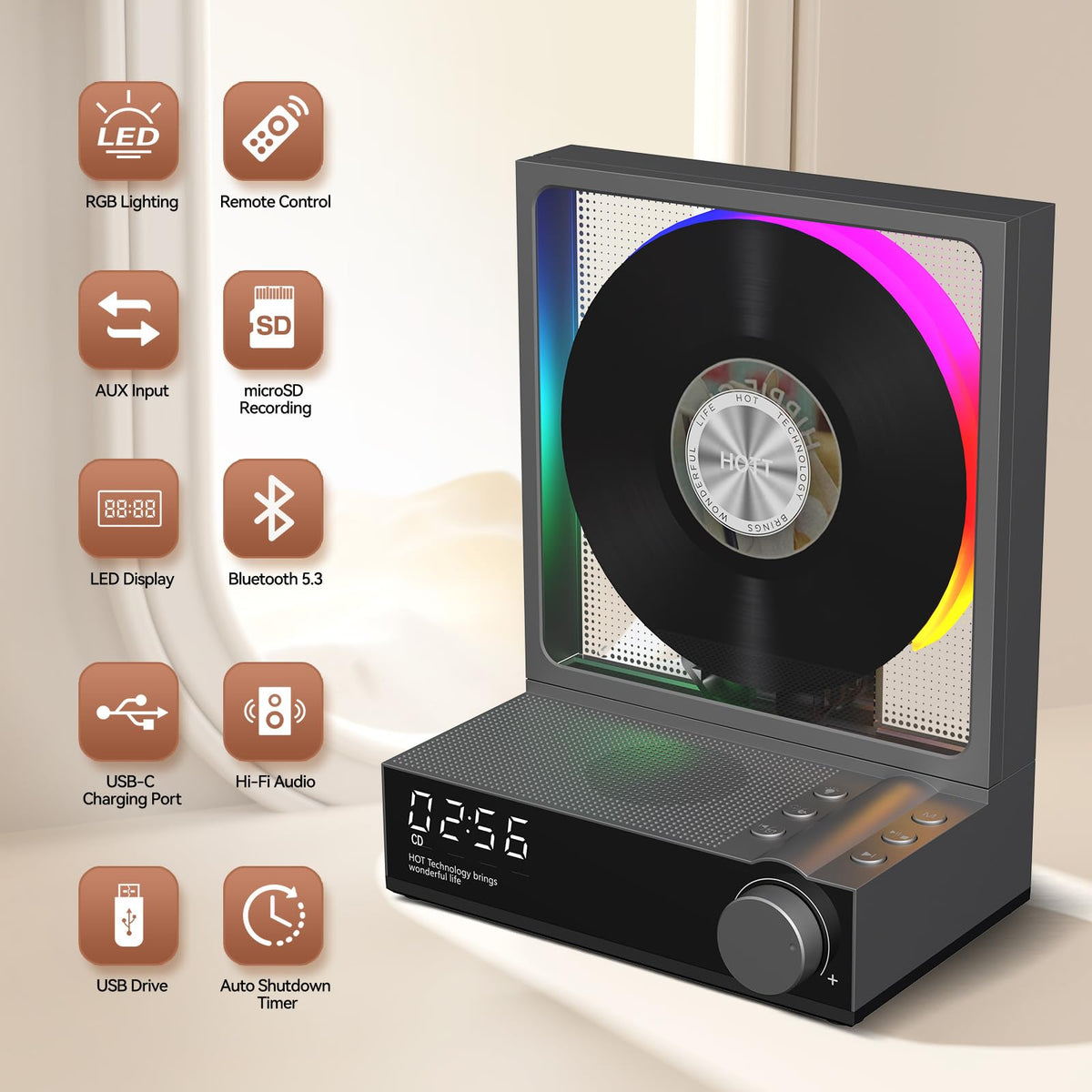 Bodymaster HOTT transparent CD tray visible during playback