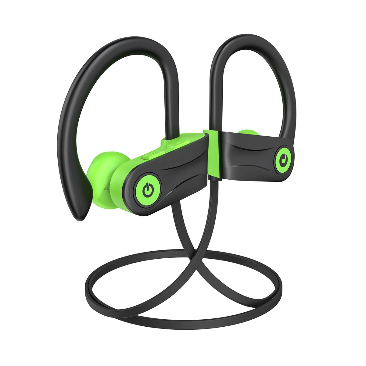 Boean front view of earbuds showing sleek design and easy access controls