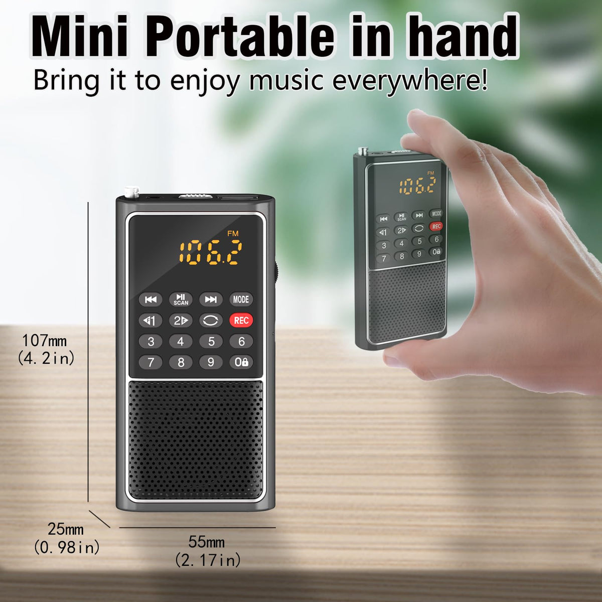 BOESPATR B01 mini radio titanium-antenna enhances reception