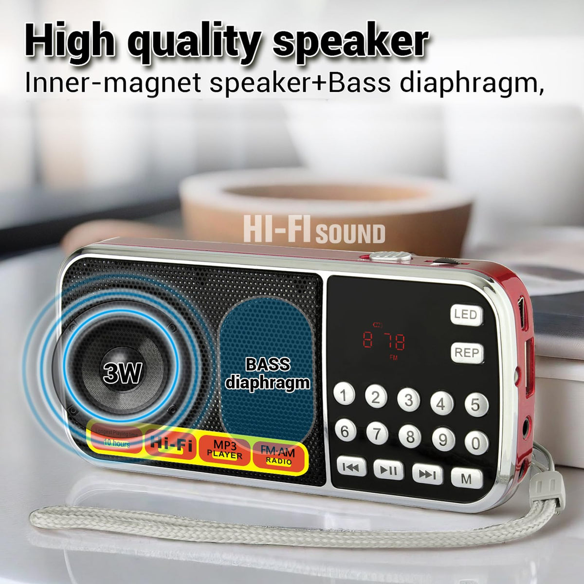 BOESPATR MP3 playback via USB/TF card for playlists.