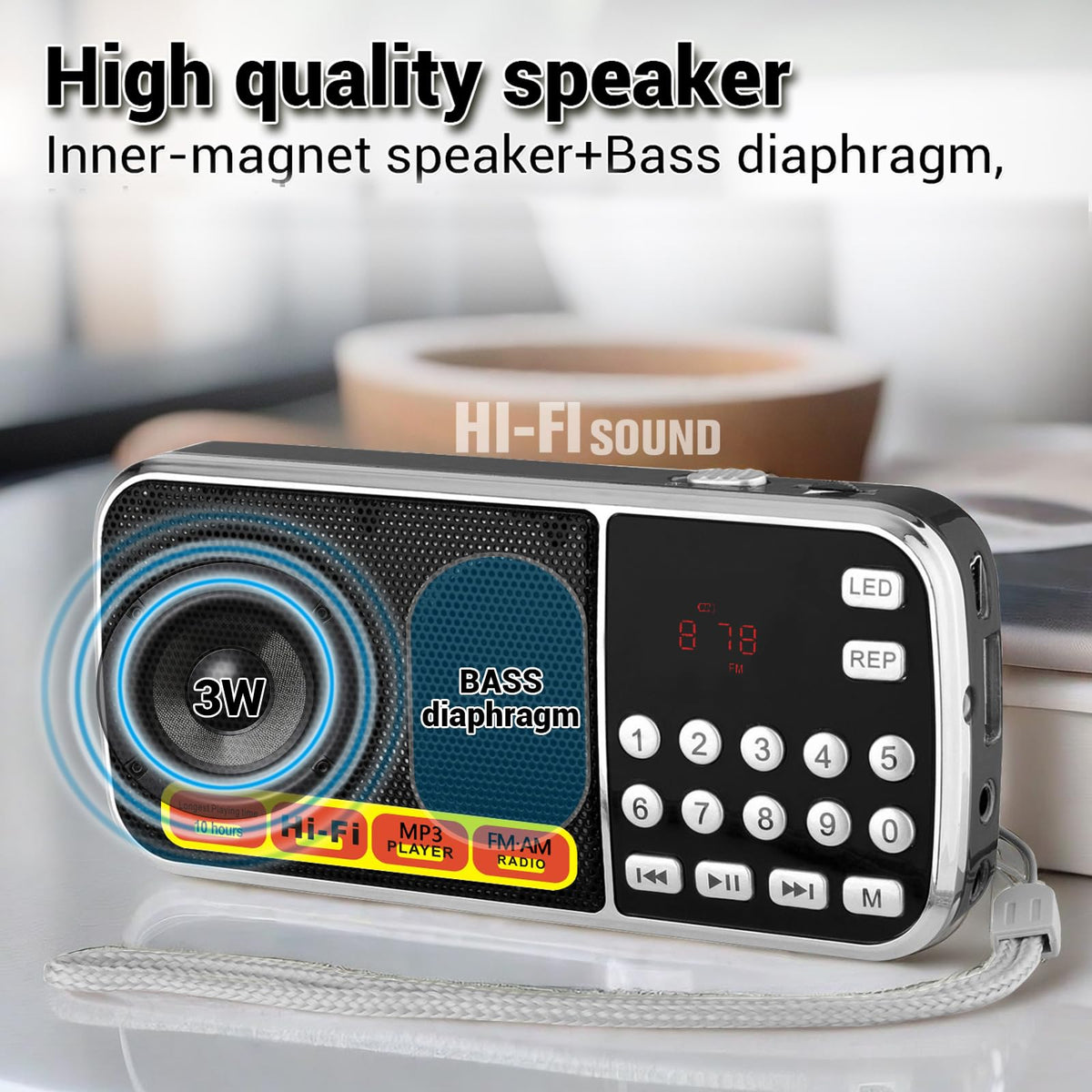 BOESPATR MP3 playback via TF/SD card or USB drive