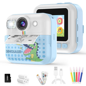 BOFIDAR instant print camera for kids, blue body, prints photos instantly.