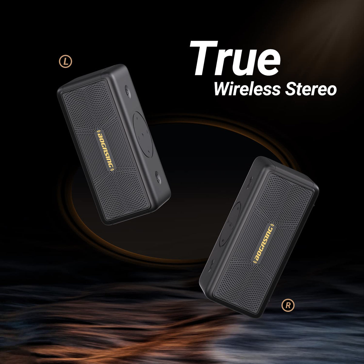 BOGASING M5 ports close-up with AUX, TF card and USB for versatility