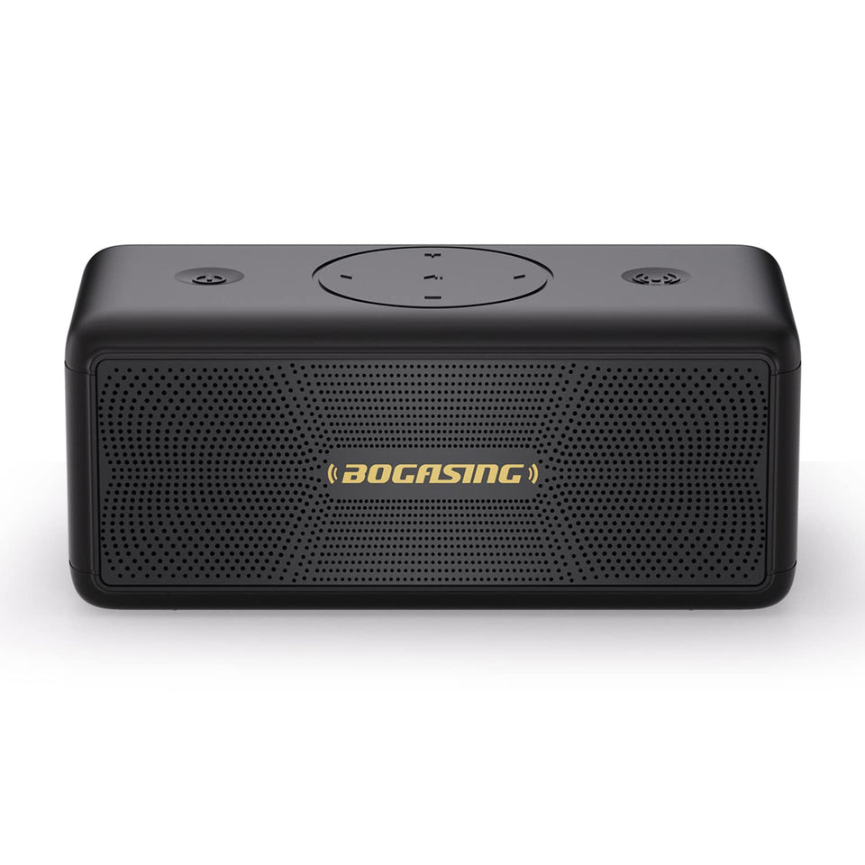 BOGASING M5 front view showing speaker grille and powerful sound