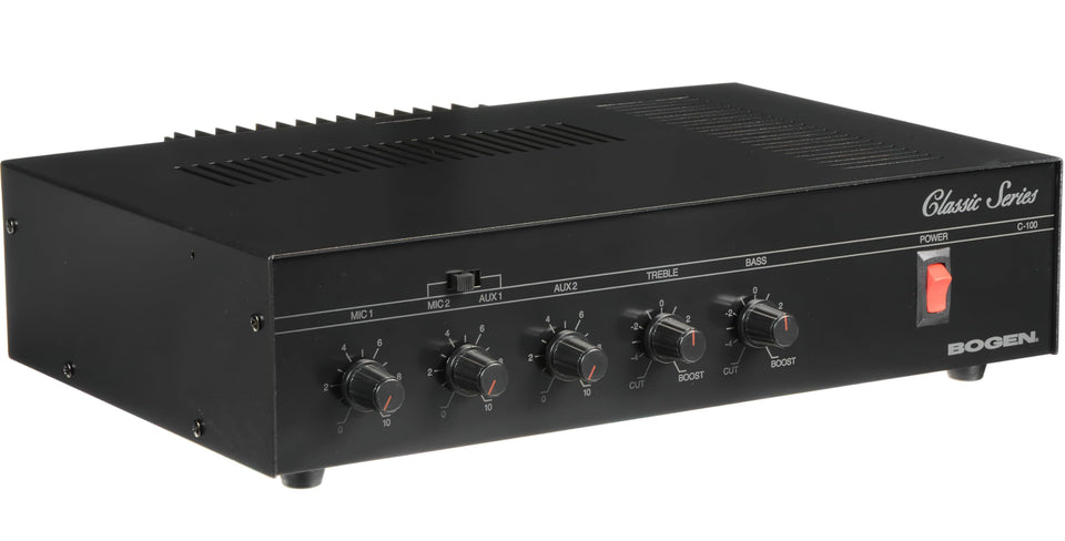 Bogen 100 WATT Amplifier front panel with clean controls and power.