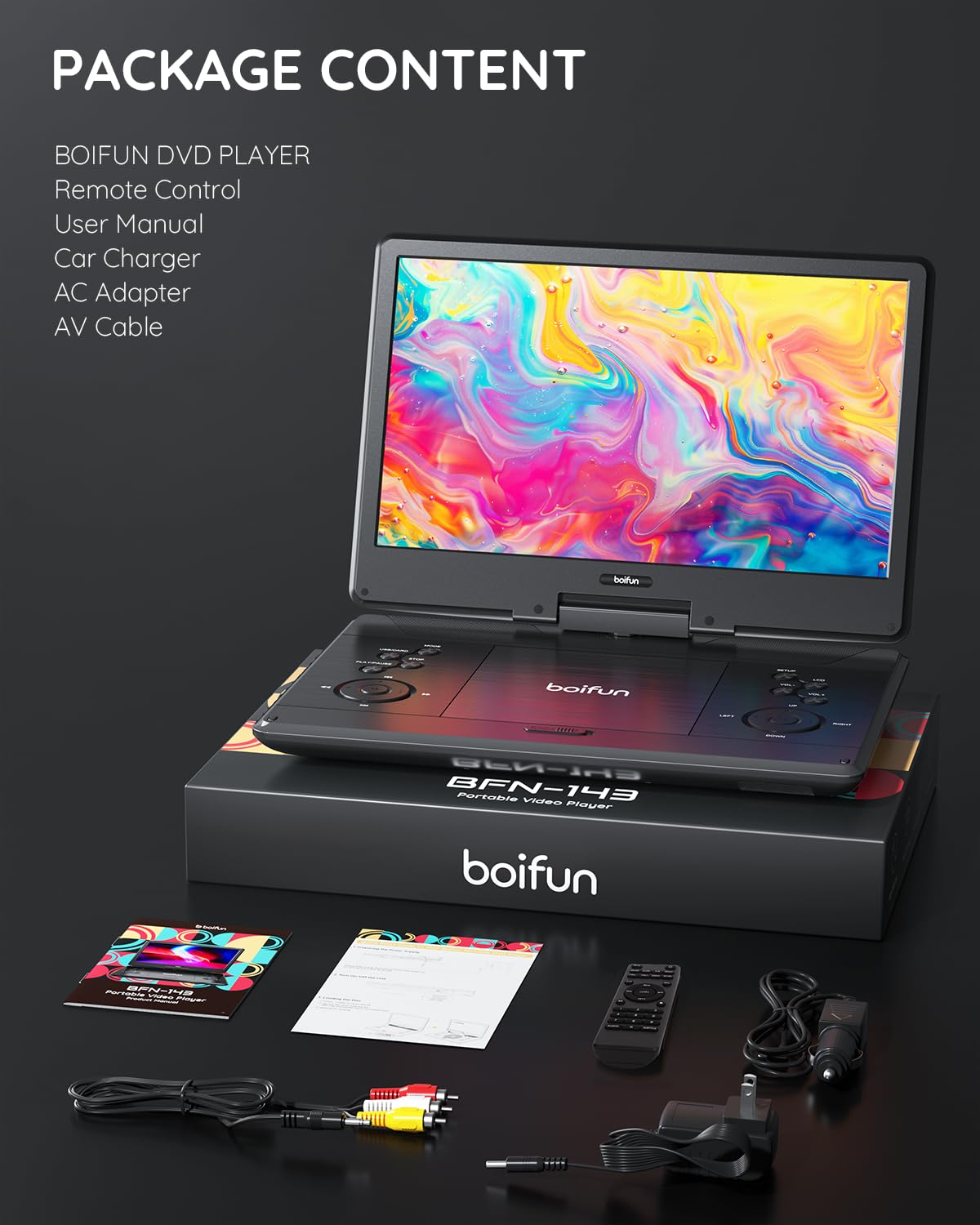 BOIFUN sleek black design fits in cars and shelves
