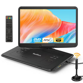 Boifun portable DVD player on a 15-6-inch HD screen for clear viewing.