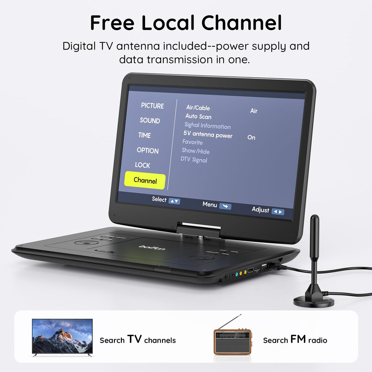 Boifun ATSC TV tuner for local channels without Wi-Fi.