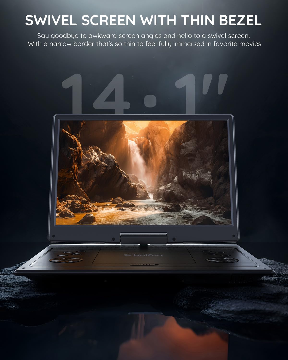 BOIFUN 14.1-inch swivel screen with flexible viewing angles