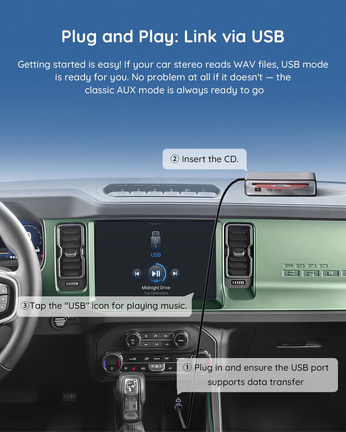 BOIFUN top-loading CD tray open illustrating easy disc insertion