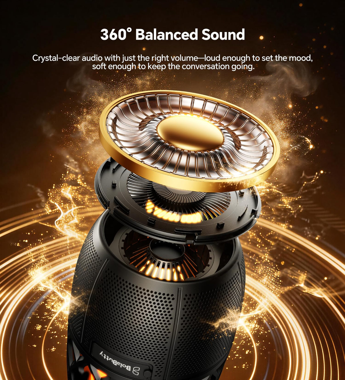 BolaButty Bluetooth speaker auto-pairing stream music easily.