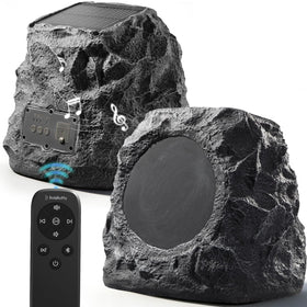 BolaButty outdoor rock speaker delivering deep bass for immersive backyard sound.