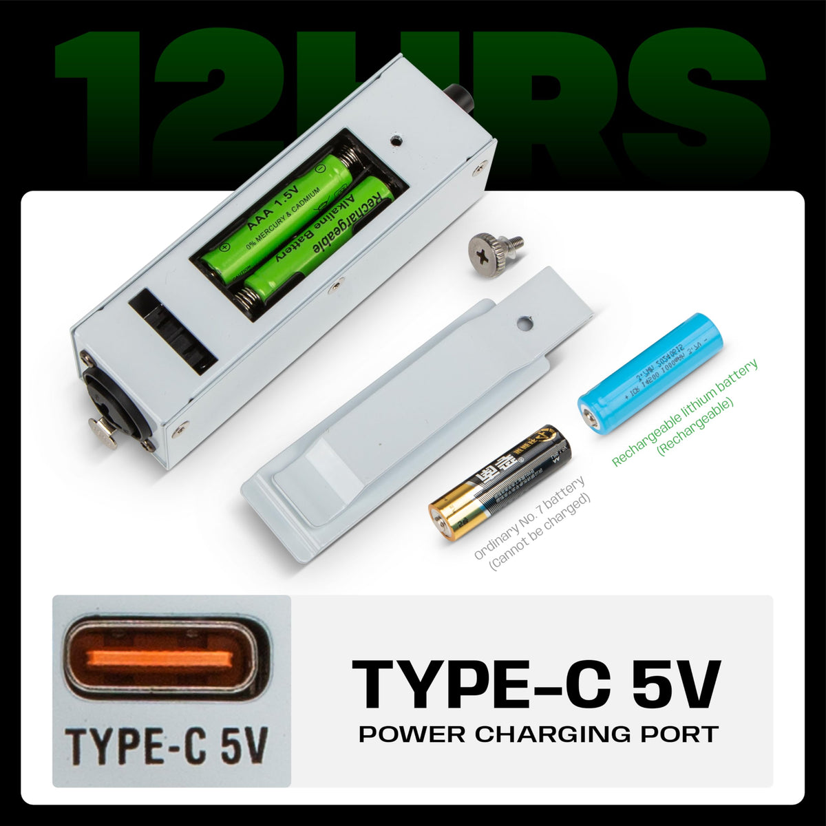 Bolanle P2 open battery compartment illustrating AAA swap convenience
