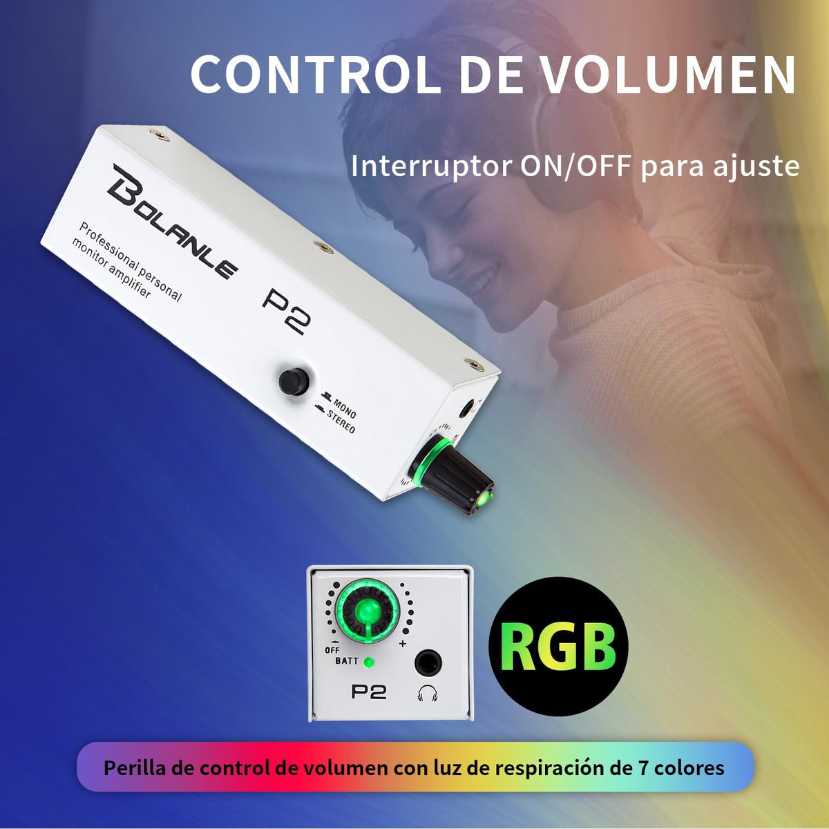 Bolanle P2 connected on stage with mixer and in-ear monitors for reliable monitoring