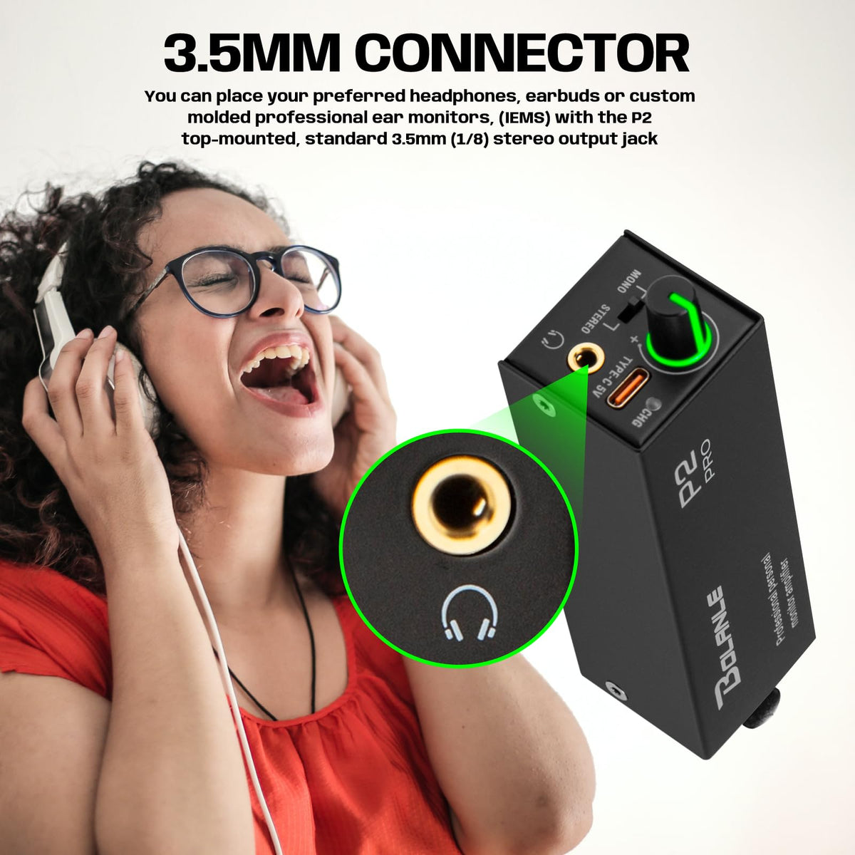 Bolanle USB-C power port view showing convenient 5V charging option