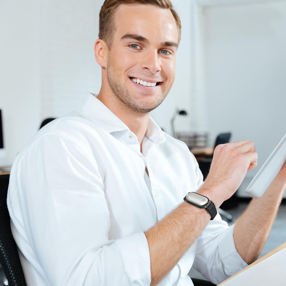 Bolesi lifestyle on desk with notebook, conveys ready-access professional use