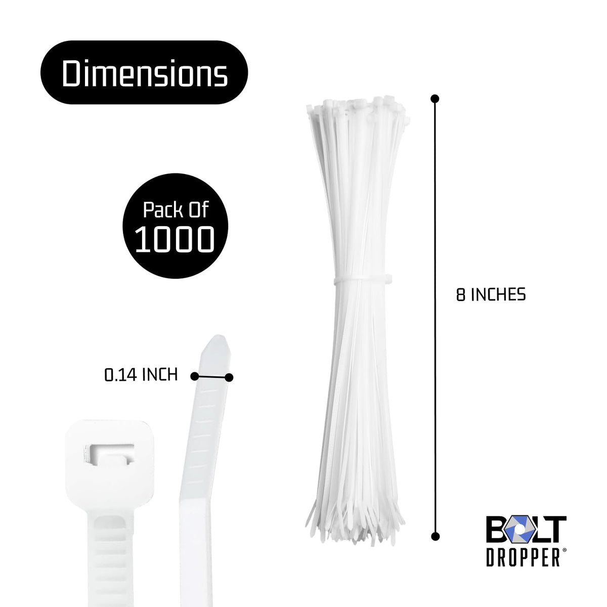 Bolt Dropper zip ties crafted from 66 nylon deliver strong, reliable binding.