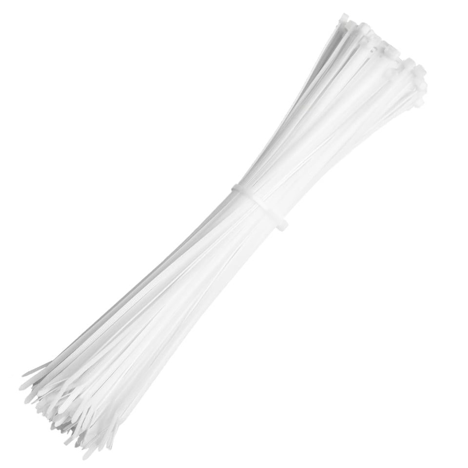 Bolt Dropper 8-inch white zip tie for cable management and tidy installations.