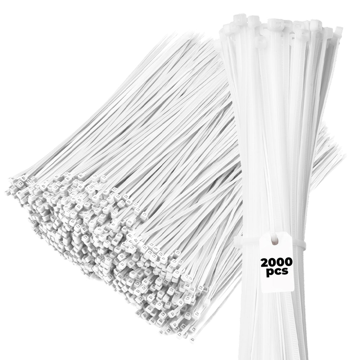 Bolt Dropper front packaging showing 2000 white zip ties and quantity benefit