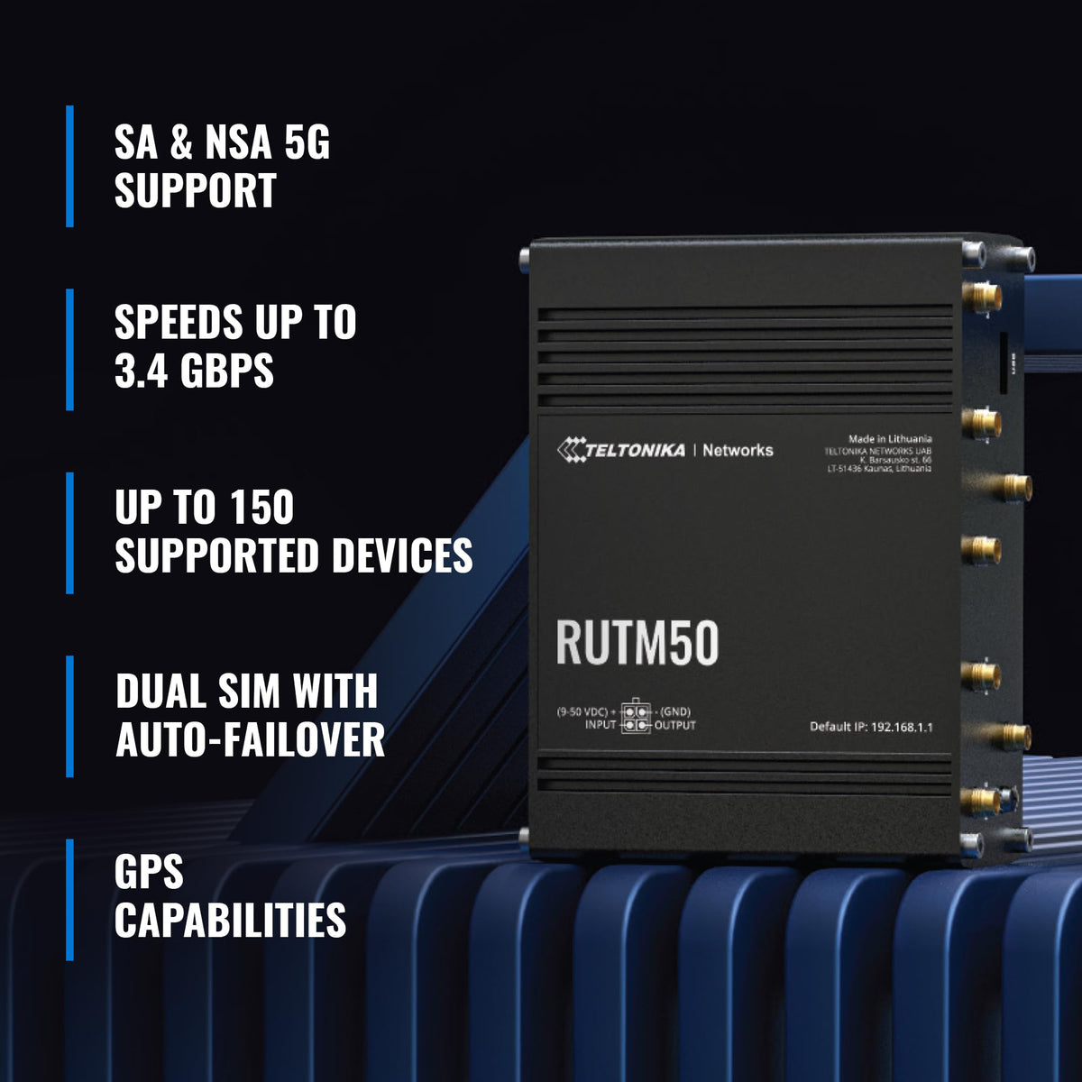 Bolton Technical Teltonika RUTM50 dual-band Wi-Fi for flexible access