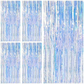 BOMSI 5-pack iridescent backdrop curtains add vibrant color to walls and entrances.