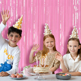 Bomsi birthday photo booth backdrop enhances memories with reflective shine.