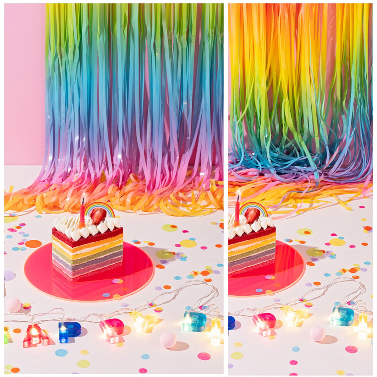 Bomsi dance-floor foil fringe backdrop catches light for lively party moments.