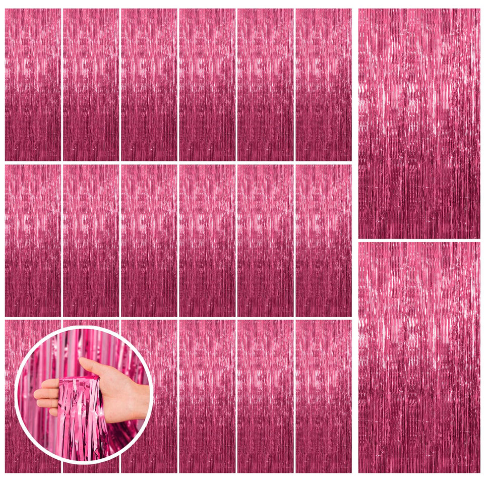 BOMSI front pack of pink foil curtains showing full set and coverage benefit